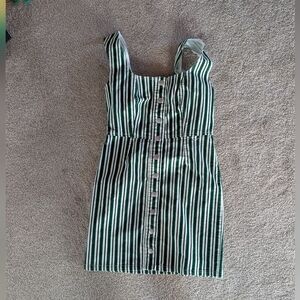 Women's size 4 Green Striped corduroy Button-Down Dress